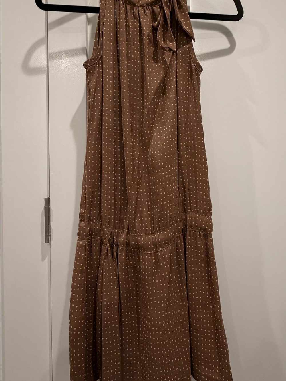 United Colors of Benetton Brown Polka Dot Halter Tie Neck Mini Dress XS